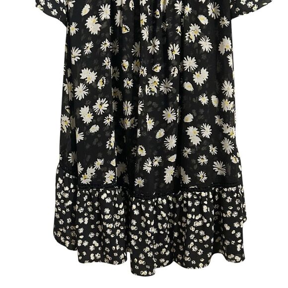CABI NWT 2 Piece Black/White Daisy Print Ruffle Hem Wrap Dress XL - Picture 8 of 16